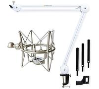 keepdrum Brazo de micrófono MS138 blanco + soporte para micrófono MS088 para micrófonos Rode