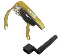 Keepdrum Cejilla para guitarras acústicas y eléctricas Gold + Universal y manivela para cuerdas