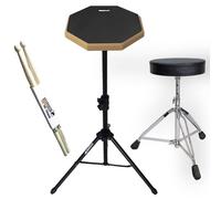 keepdrum DP-BK8 - Juego de almohadillas de ejercicio (2,5 cm, con trípode, taburete, baquetas), color negro