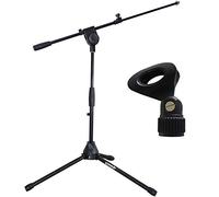 keepdrum EMS013 Pro - Trípode para micrófono (media altura, extensible, con horca y pinza para micrófono)