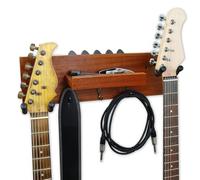 keepdrum GS039M - Soporte de Pared para Dos Guitarras y Accesorios, Doble Soporte para Guitarra, Caoba