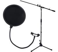 keepdrum MS106 - Soporte para micrófono + EMH019 Protección Pop, 2 capas, pantalla de nailon, filtro Popkiller EMH019, doble pantalla de nailon, 16,5 cm