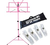 keepdrum MUS2 PK - Soporte para partituras, color rosa y rosa con funda y 4 clips para partituras