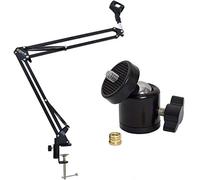 keepdrum NB35BK - Trípode Microfono, Soporte Micro Articulado para Micrófono con Articulación Esférica y Adaptador Giratorio de Trípode de 1/4'' a 3/8''