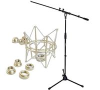 keepdrum Soporte de micrófono con jirafa + soporte universal para varios micrófonos