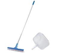 Keeper Kit Limpieza Piscina 3 en 1 - Pértiga Aluminio 1,30 m con Sujeción Palomilla, Recogehojas Plano y Cepillo Piscina, Compatible con Accesorios Keeper y Siqua, Ideal para Mantenimiento Diario