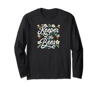 Keeper of The Bees Beekeeper Honeycomb Bee Lover Design Manga Larga