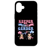 Keeper of The Gender Reveal Baby Bear Globos Rosa O Azul Carcasa para iPhone 16 Plus
