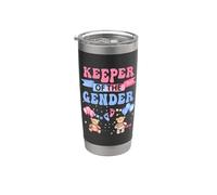 Keeper Of The Gender Reveal Baby Bear Globos Rosa O Azul Vaso térmico de acero inoxidable de doble pared