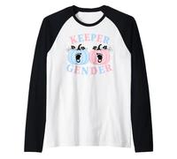 Keeper of The Gender Reveal Baby Pumpkin Pink Or Blue Camiseta Manga Raglan
