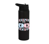 Keeper of The Gender Reveal Baby Pumpkin Pink Or Blue Stainless Steel Insulated Water Bottle