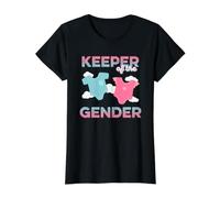 Keeper of The Gender Reveal Baby Shower Embarazo Rosa Azul Camiseta gráfica económica, Mujer, Negro, XL
