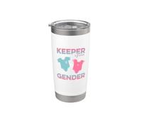 Keeper Of The Gender Reveal Baby Shower Embarazo Rosa Azul Vaso térmico de acero inoxidable de doble pared