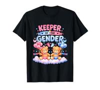 Keeper of The Gender Reveal - Globos de Oso bebé Rosa o Azul Camiseta