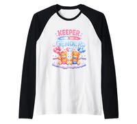 Keeper of The Gender Reveal - Globos de Oso bebé Rosa o Azul Camiseta Manga Raglan