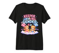 Keeper of The Gender Reveal - Globos de Oso bebé Rosa o Azul Camiseta Premium