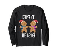 Keeper of The Gender Revela Baby Shower Gingerbread Xmas Manga Larga