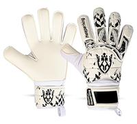 Keeperking Guantes de portero unisex para adultos, niños, jóvenes, con y sin protección de dedos, extraíble, 4 mm, varios tamaños y colores (White-FS-Flat Cut, 7)