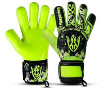 Keeperking Guantes de portero unisex para adultos, niños, jóvenes con y sin protección de dedos, extraíble, 4 mm, varios tamaños y colores (amarillo fluorescente, corte negativo FS, 9)