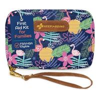 KeepGoing Travel First Aid Kit para niños - 130 piezas de coche, carteras, bolsa de diaper, mochila y funda de viaje, con vendas sin látex de 7 x 5 2 pulgadas, aprobado por la TSA