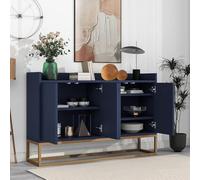 KeepGoon Aparador de almacenamiento moderno de estilo minimalista, armario buffet de 4 puertas sin mango, para comedor, sala de estar, cocina (azul marino)