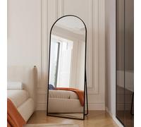 KeepGoon Espejo de cuerpo entero con esquinas redondeadas, 165 x 60 cm, espejo de pie para colgar, de pie o apoyarse, espejo de dormitorio, espejo de pared (negro)