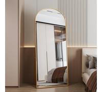 KeepGoon Espejo de cuerpo entero con esquinas redondeadas, 180 x 80 cm, espejo de pie para colgar, de pie o apoyarse, espejo de dormitorio, espejo de pared, espejo de vestidor con marco de aluminio