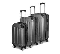 KeepGoon Juego de maletas de 3 piezas, set de maletas con 4 ruedas y cerradura de combinación, carcasa rígida de ABS, maleta con ruedas, mango telescópico S-M-L, gris oscuro, 77×49×28cm, Asesinatos