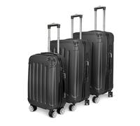 KeepGoon Juego de maletas de 3 piezas, set de maletas con 4 ruedas y cerradura de combinación, carcasa rígida de ABS, maleta con ruedas, mango telescópico S-M-L, Negro , 77×49×28cm, Asesinatos
