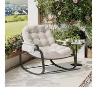 KeepGoon Mecedora para jardín, columpio, salón, silla de relax con acolchado, para jardín, dormitorio, salón, esquina, porche, gris claro (beige)