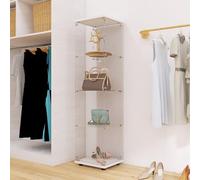 KeepGoon Moderna vitrina de cristal con cuatro estantes, vitrina de almacenamiento de vidrio, exclusiva librería independiente, adecuada para salón, dormitorio y oficina (blanco)