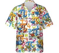 keephen 3.14 Pi 3D Impresa Camisa Hawaiana Mujer/Hombre Amantes de Las Matemáticas Camisa de Botones Casual Holgado Vacaciones Tops