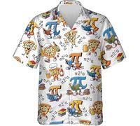 keephen 3.14 Pi 3D Impresa Camisa Hawaiana Mujer/Hombre Amantes de Las Matemáticas Camisa de Botones Casual Holgado Vacaciones Tops
