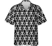 keephen 3.14 Pi 3D Impresa Camisa Hawaiana Mujer/Hombre Amantes de Las Matemáticas Camisa de Botones Casual Holgado Vacaciones Tops