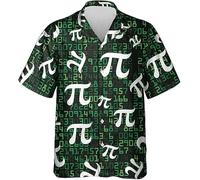 keephen 3.14 Pi 3D Impresa Camisa Hawaiana Mujer/Hombre Amantes de Las Matemáticas Camisa de Botones Casual Holgado Vacaciones Tops