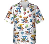 keephen 3.14 Pi 3D Impresa Camisa Hawaiana Mujer/Hombre Amantes de Las Matemáticas Camisa de Botones Casual Holgado Vacaciones Tops