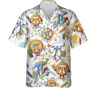keephen 3.14 Pi 3D Impresa Camisa Hawaiana Mujer/Hombre Amantes de Las Matemáticas Camisa de Botones Casual Holgado Vacaciones Tops