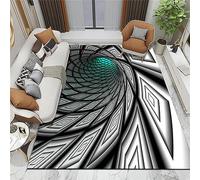 keephen 3D Ilusión óptica Rectángulo Área Alfombra Vórtice Alfombra Antideslizante 3D Vortex Ilusiones ópticas Alfombrilla para Comedor Casa Dormitorio Decoración de la habitación