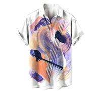 keephen Camisas Hawaianas de Manga Corta para Hombre con Estampado de Guitarra y bajo Estilo Vintage con Instrumentos Musicales Impresos en 3D Camisa Aloha Holgada de Verano