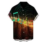 keephen Camisas Hawaianas de Manga Corta para Hombre con Estampado de Guitarra y bajo Estilo Vintage con Instrumentos Musicales Impresos en 3D Camisa Aloha Holgada de Verano