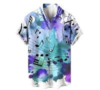 keephen Camisas Hawaianas de Manga Corta para Hombre con Estampado de Guitarra y bajo Estilo Vintage con Instrumentos Musicales Impresos en 3D Camisa Aloha Holgada de Verano
