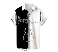 keephen Camisas Hawaianas de Manga Corta para Hombre con Estampado de Guitarra y bajo Estilo Vintage con Instrumentos Musicales Impresos en 3D Camisa Aloha Holgada de Verano