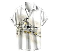 keephen Camisas Hawaianas de Manga Corta para Hombre con Estampado de Guitarra y bajo Estilo Vintage con Instrumentos Musicales Impresos en 3D Camisa Aloha Holgada de Verano