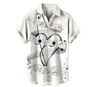 keephen Camisas Hawaianas de Manga Corta para Hombre con Estampado de Guitarra y bajo Estilo Vintage con Instrumentos Musicales Impresos en 3D Camisa Aloha Holgada de Verano