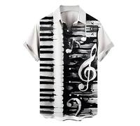 keephen Camisas Hawaianas de Manga Corta para Hombre con Estampado de Guitarra y bajo Estilo Vintage con Instrumentos Musicales Impresos en 3D Camisa Aloha Holgada de Verano