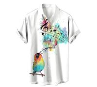 keephen Camisas Hawaianas de Manga Corta para Hombre con Estampado de Guitarra y bajo Estilo Vintage con Instrumentos Musicales Impresos en 3D Camisa Aloha Holgada de Verano