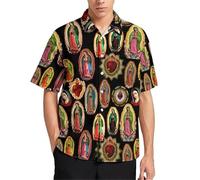 keephen Camisas para Hombre Impresas en 3D de Nuestra Señora de Guadalupe Blusas y Tops con Estampados de Flores de Colores María Dios y Jesús
