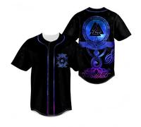 keephen Camiseta de béisbol Estampada símbolos nórdicos Vikingos, Camisa Abotonada Informal Hombre, Estampado Integral Odin Lobo Martillo de Thor Ropa Streetwear