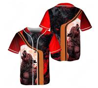 keephen Camiseta de béisbol Estampada símbolos nórdicos Vikingos, Camisa Abotonada Informal Hombre, Estampado Integral Odin Lobo Martillo de Thor Ropa Streetwear