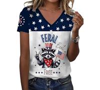 keephen Camiseta del 250º Aniversario de EE. UU. para Mujer Camiseta de Cumpleaños Americana Águila Impresa Cuello en V Camiseta Patriótica Tops con Bandera Americana